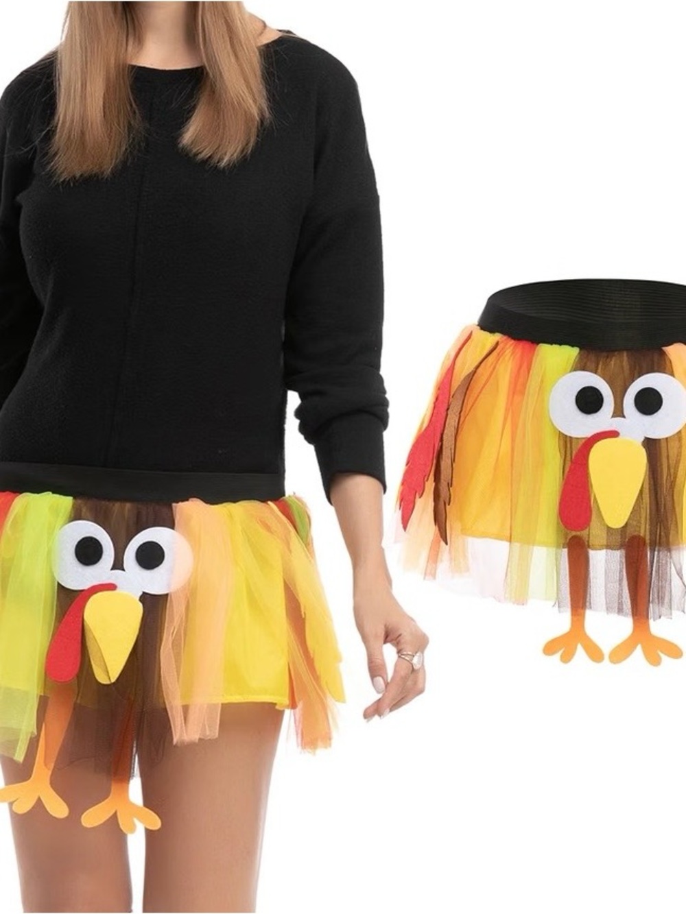 Funny! Turkey Tutu Skirt Halloween Costume - Yellow/Brown